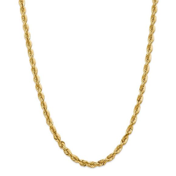 5.5mm, 14k Yellow Gold, Diamond Cut Solid Rope Chain Necklace, 24 Inch - Picture 3 of 8